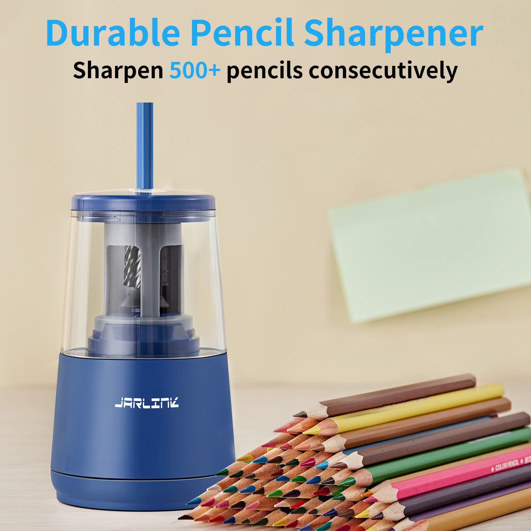 JARLINK Electric Pencil Sharpener, Heavy-duty Helical Blade to Fast Sharpen, Auto Stop for No.2/Colored Pencils(6-8mm), USB/Battery Operated in School Classroom/Office/Home