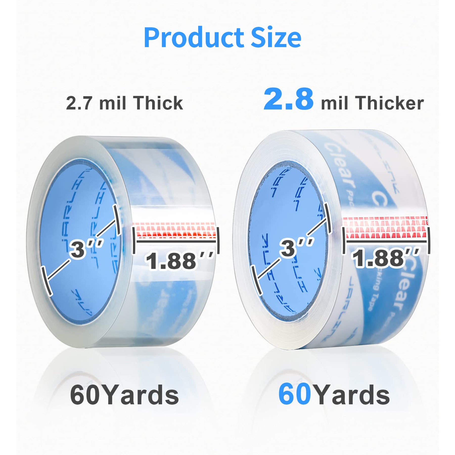 JARLINK Upgraded Version Clearer Packing Tape 12 Rolls, Heavy Duty Packaging Tape for Shipping Packaging Moving Sealing, 2.7mil Thick, 1.88 inches Wide, 60 Yards Per Roll, 720 Total Yards