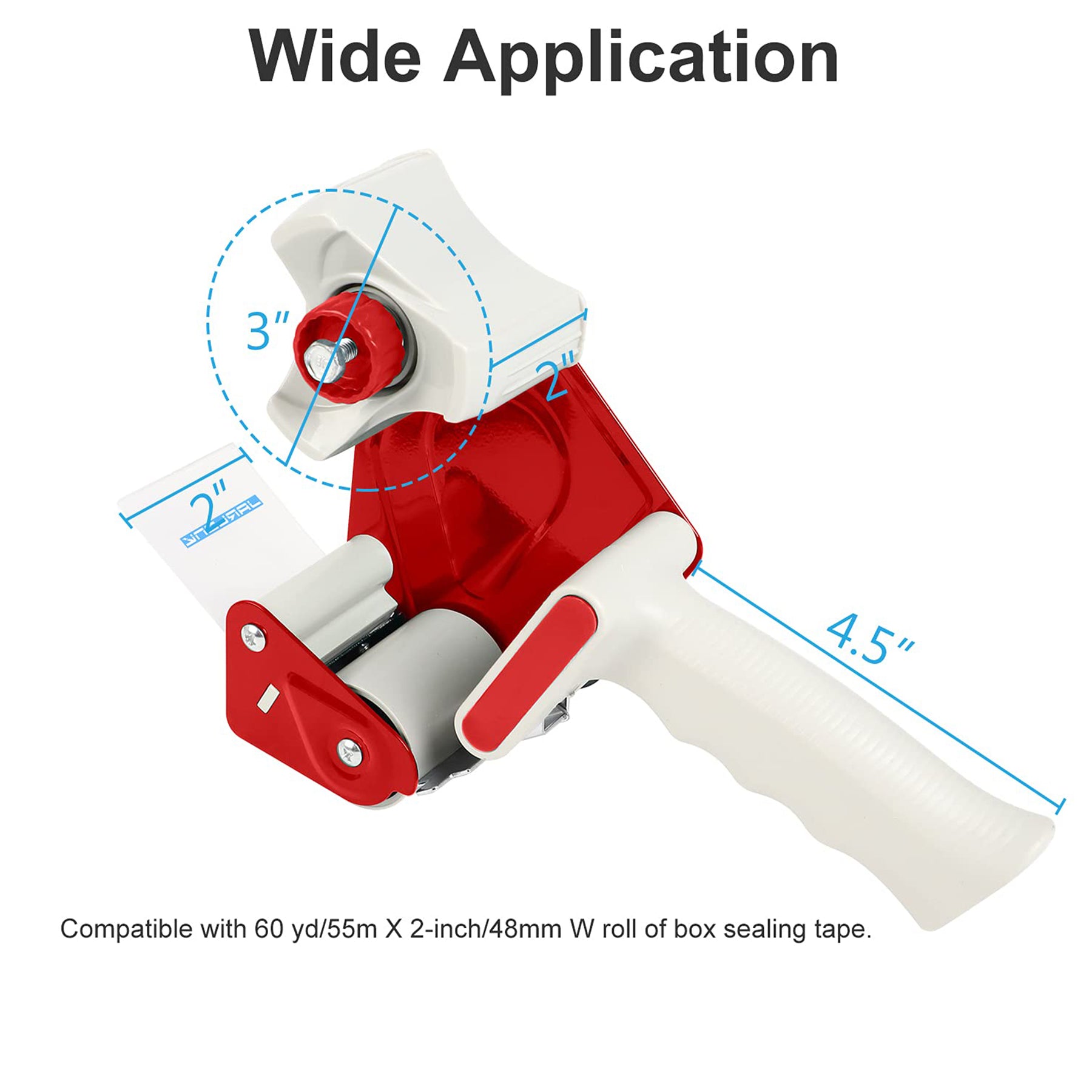 JARLINK Packing Tape Dispenser Gun (2 Pack) with 2 Rolls Tape, 2 inches Lightweight Industrial Side Loading Tape Dispenser for Shipping Packaging Moving Sealing