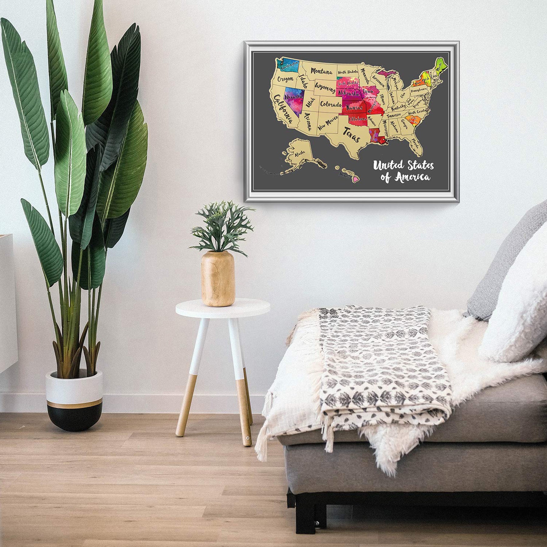 JARLINK Scratch Off USA Map Poster, 12x17 inches United States Map with Unique Accessories Set, Personalized Travel Poster, Gift for Travelers