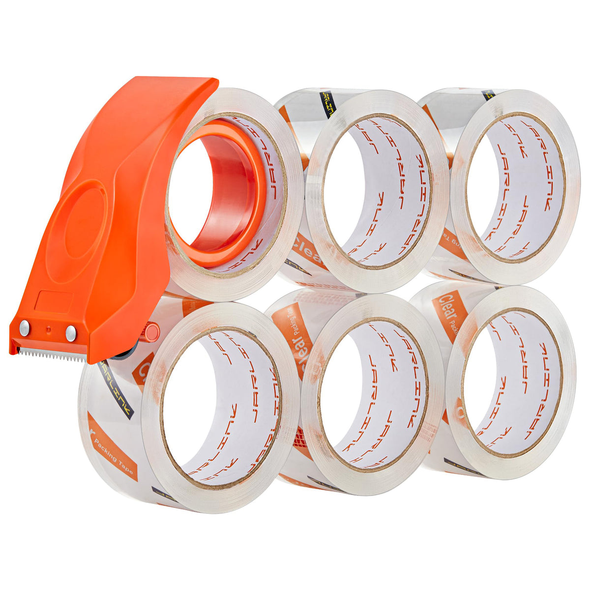 JARLINK 6 Rolls Crystal Clear Packing Tape with Dispenser, 328 Yards Heavy Duty Packaging Tape Refills for Shipping Packaging Mailing Moving Supplies, 1.88 inch x 54.6 Yards