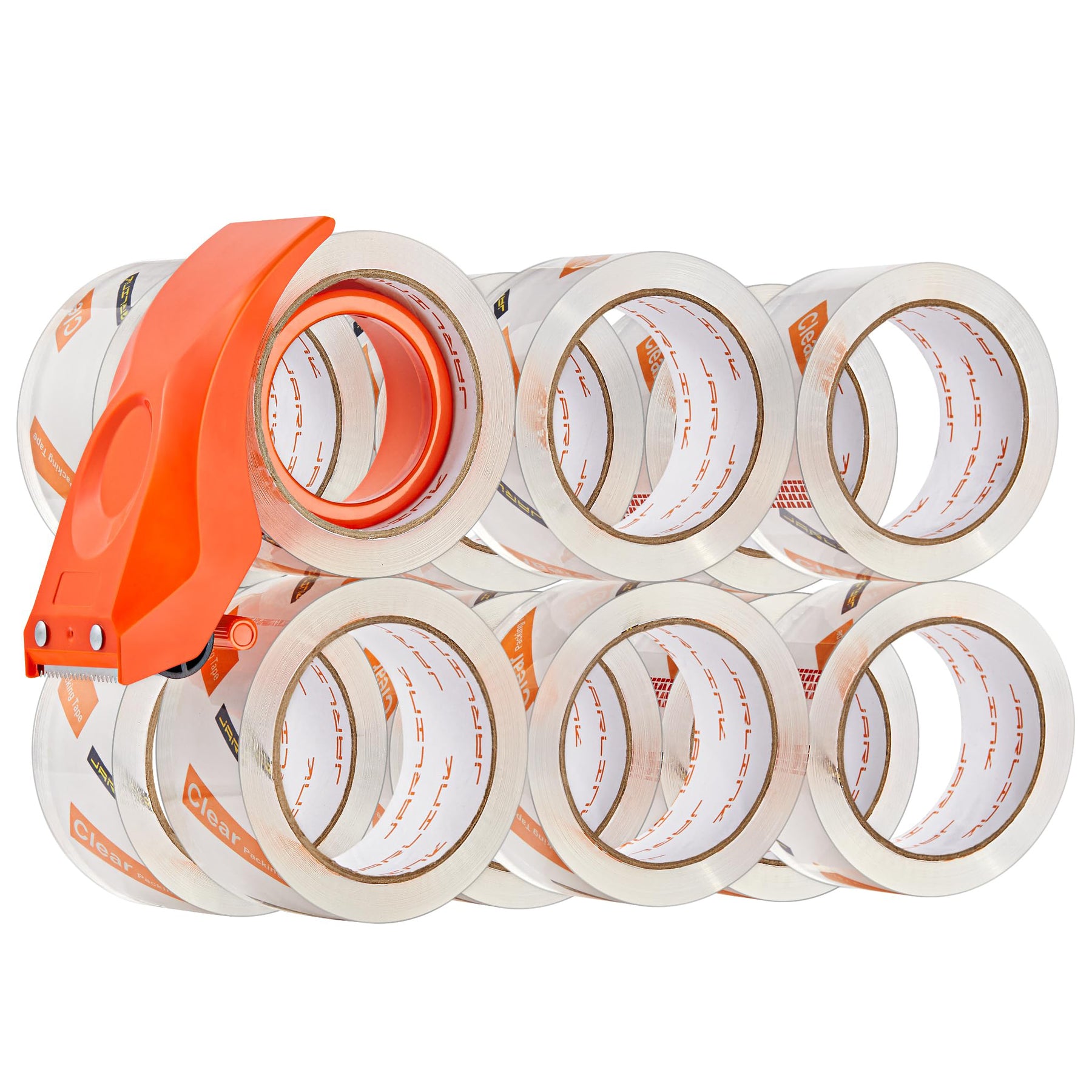 JARLINK 6 Rolls Crystal Clear Packing Tape with Dispenser, 328 Yards Heavy Duty Packaging Tape Refills for Shipping Packaging Mailing Moving Supplies, 1.88 inch x 54.6 Yards