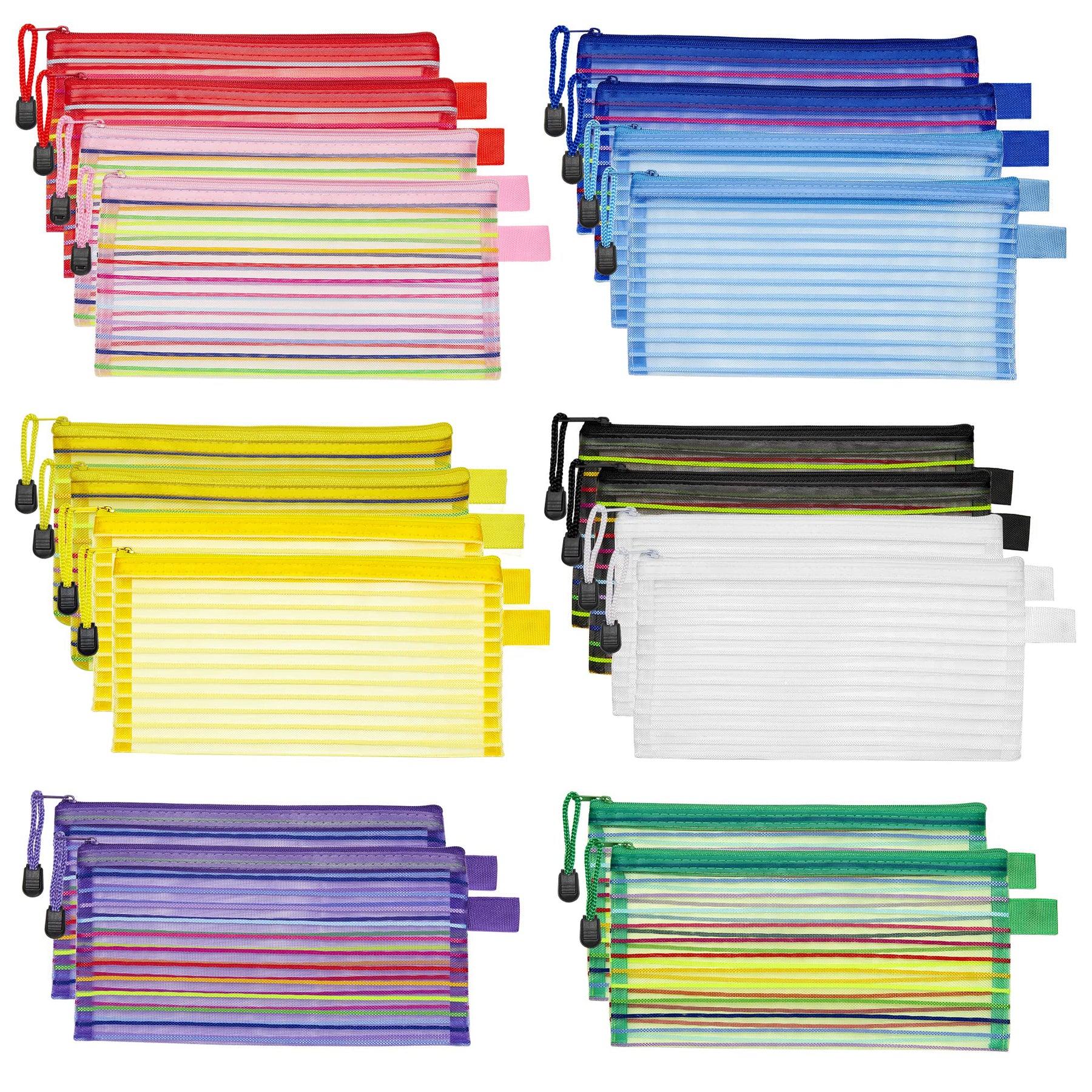 JARLINK 20 Pack 10 Colors Zipper Mesh Pouch, Pencil Pouch Pen Bag Multipurpose