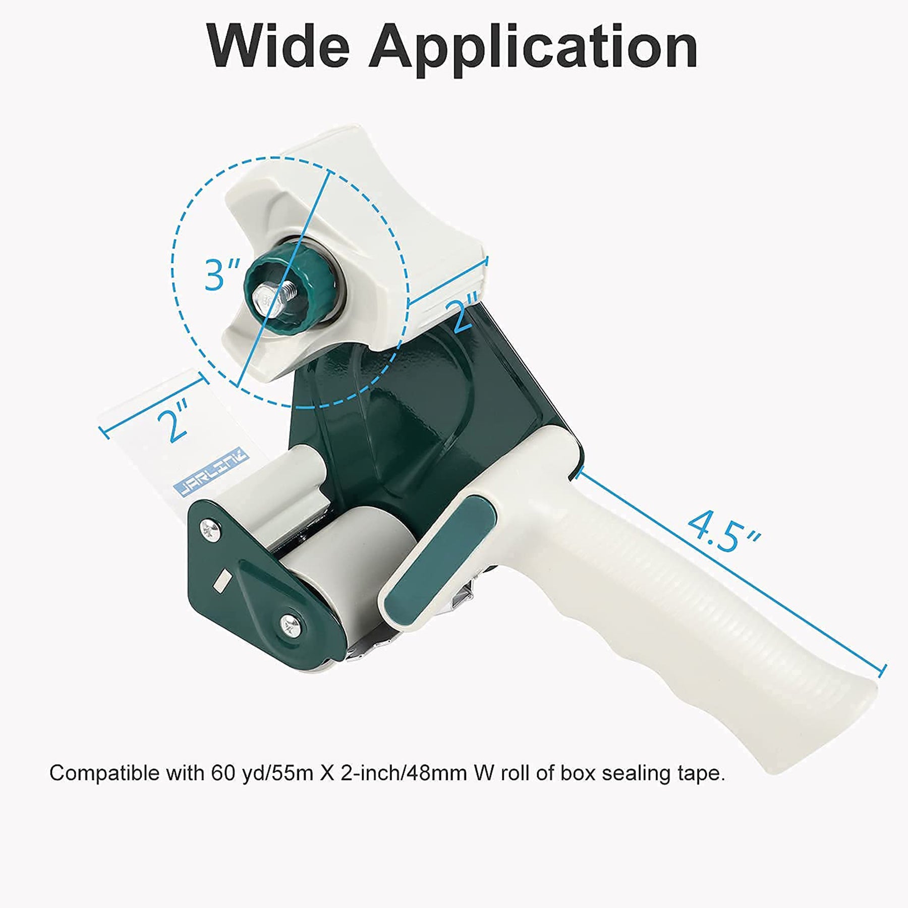 JARLINK Packing Tape Dispenser Gun (2 Pack) with 2 Rolls Tape, 2 inches Lightweight Industrial Side Loading Tape Dispenser for Shipping Packaging Moving Sealing