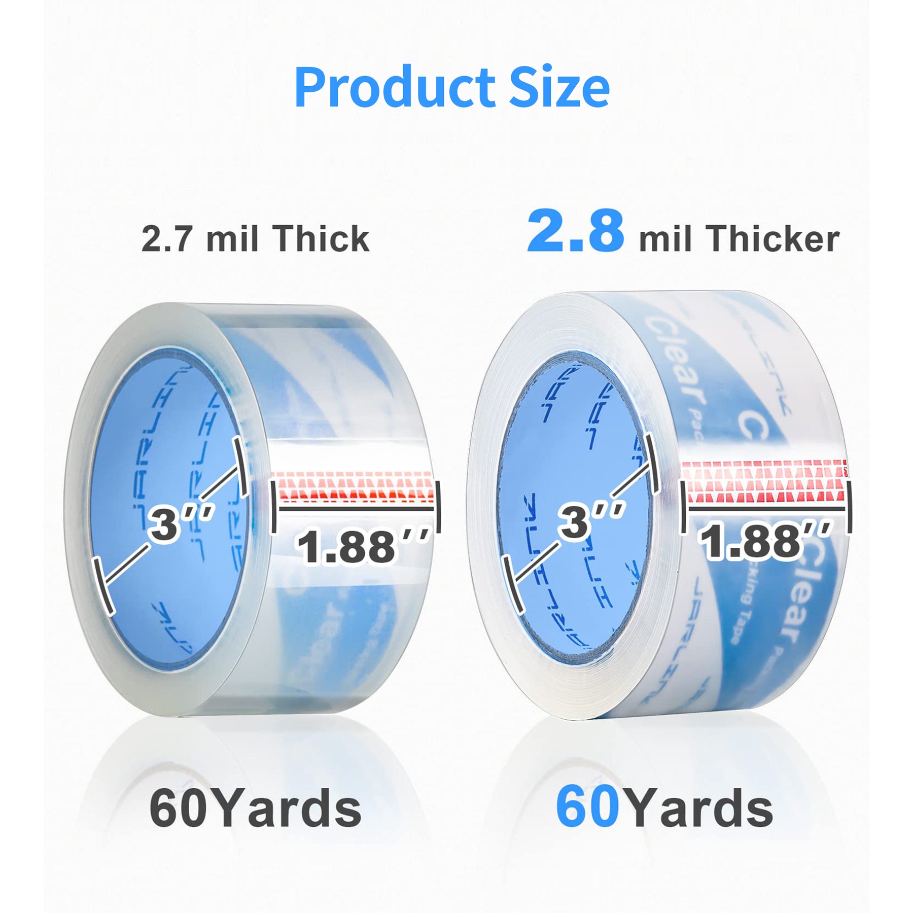 JARLINK Upgraded Version Clearer Packing Tape 12 Rolls, Heavy Duty Packaging Tape for Shipping Packaging Moving Sealing, 2.7mil Thick, 1.88 inches Wide, 60 Yards Per Roll, 720 Total Yards