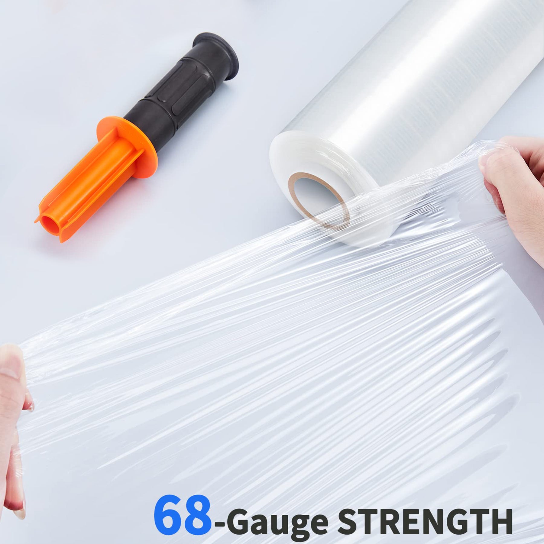 JARLINK 2 Pack Stretch Film, 15" x 1000ft Shrink Wrap for Pallet Wrap, Industrial Strength Stretch up to 650% Stretch with Handles, Self Adhering Packaging Heavy Duty Film for Moving, 68 Gauge, Clear