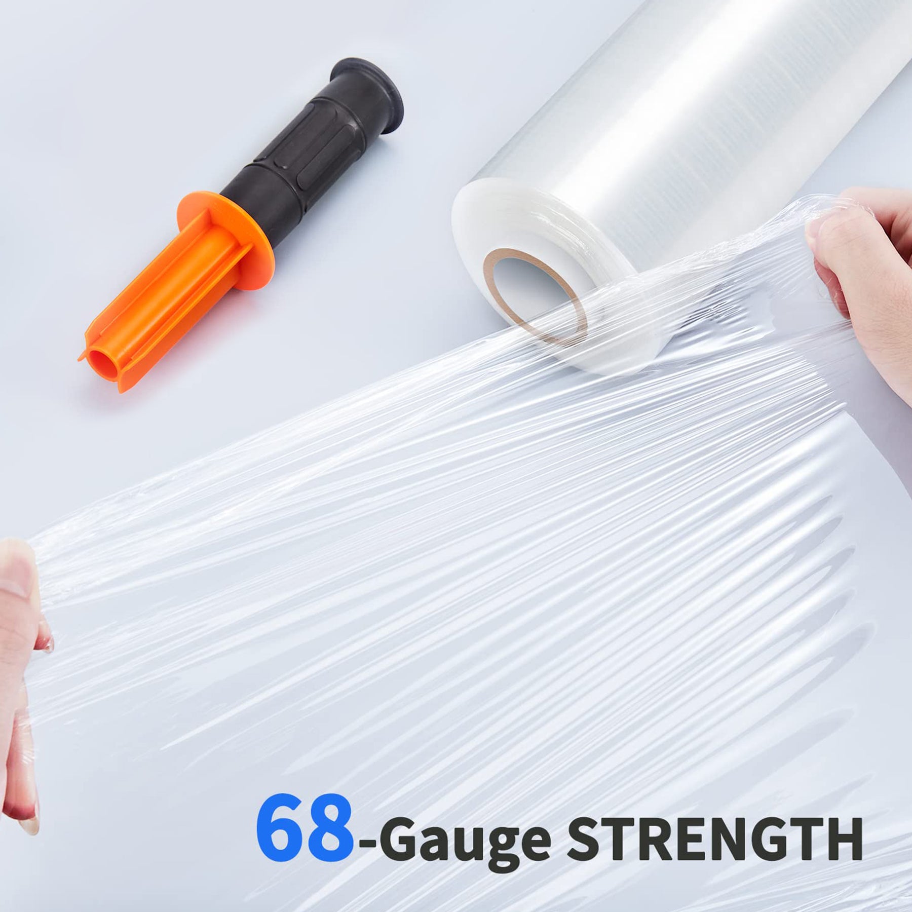 JARLINK 2 Pack Stretch Film, 15" x 1000ft Shrink Wrap for Pallet Wrap, Industrial Strength Stretch up to 650% Stretch with Handles, Self Adhering Packaging Heavy Duty Film for Moving, 68 Gauge, Clear