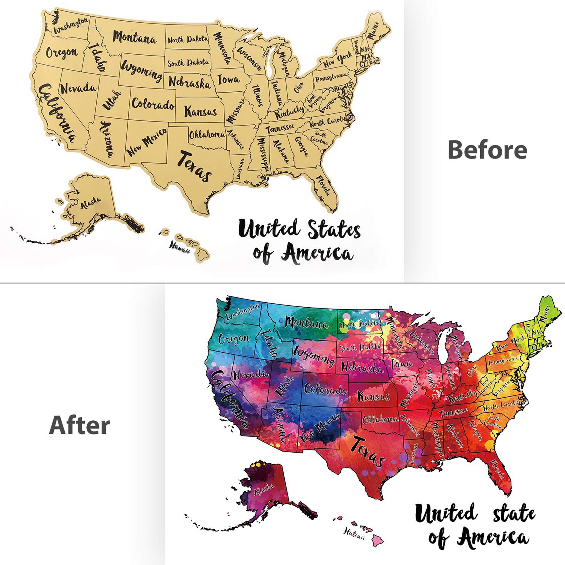 JARLINK Scratch Off USA Map Poster, 12x17 inches United States Map with Unique Accessories Set, Personalized Travel Poster, Gift for Travelers