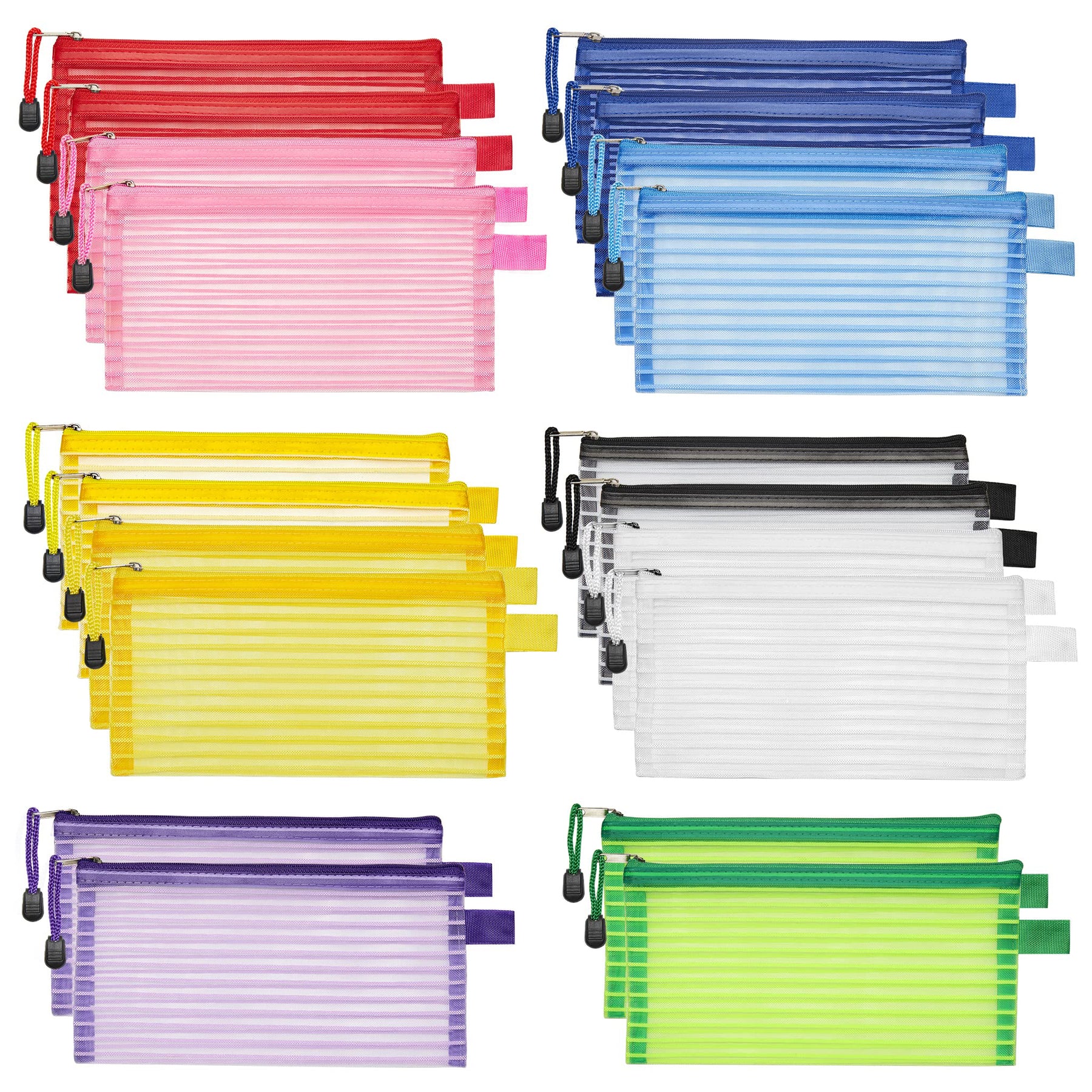 JARLINK 20 Pack 10 Colors Zipper Mesh Pouch Multicolor