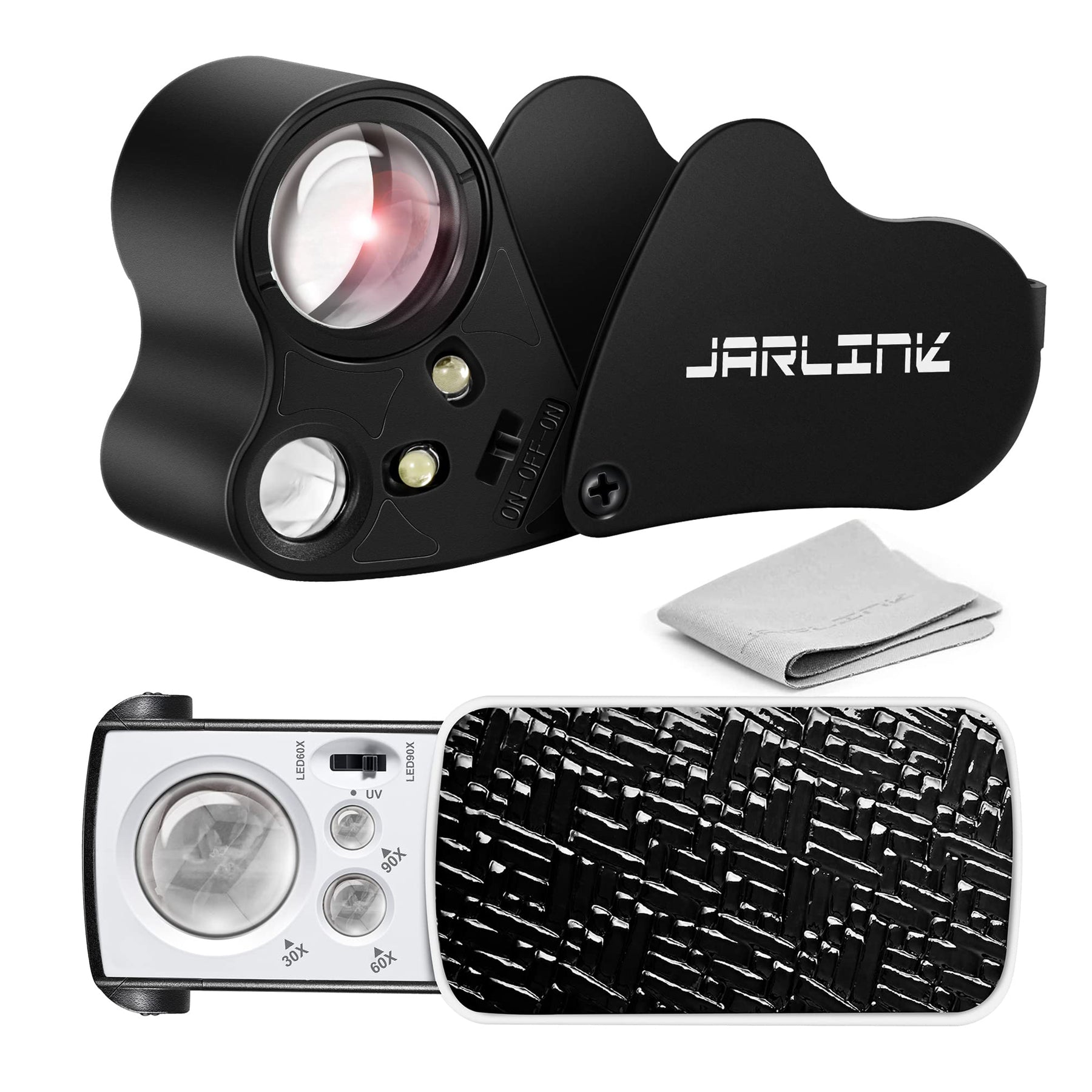 JARLINK 2 Pack Jewelers Loupe, 30X 60X Illuminated