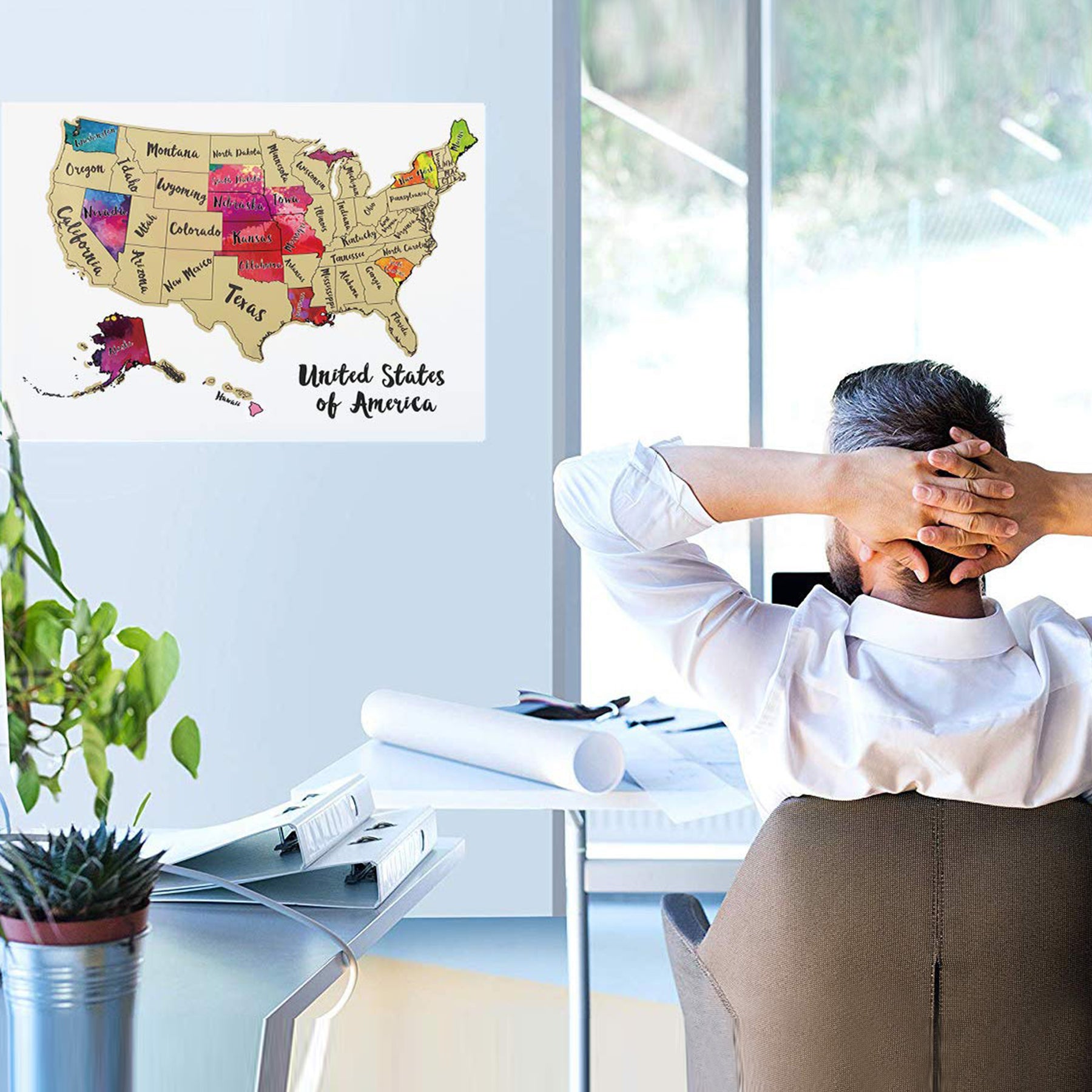 JARLINK Scratch Off USA Map Poster, 12x17 inches United States Map with Unique Accessories Set, Personalized Travel Poster, Gift for Travelers