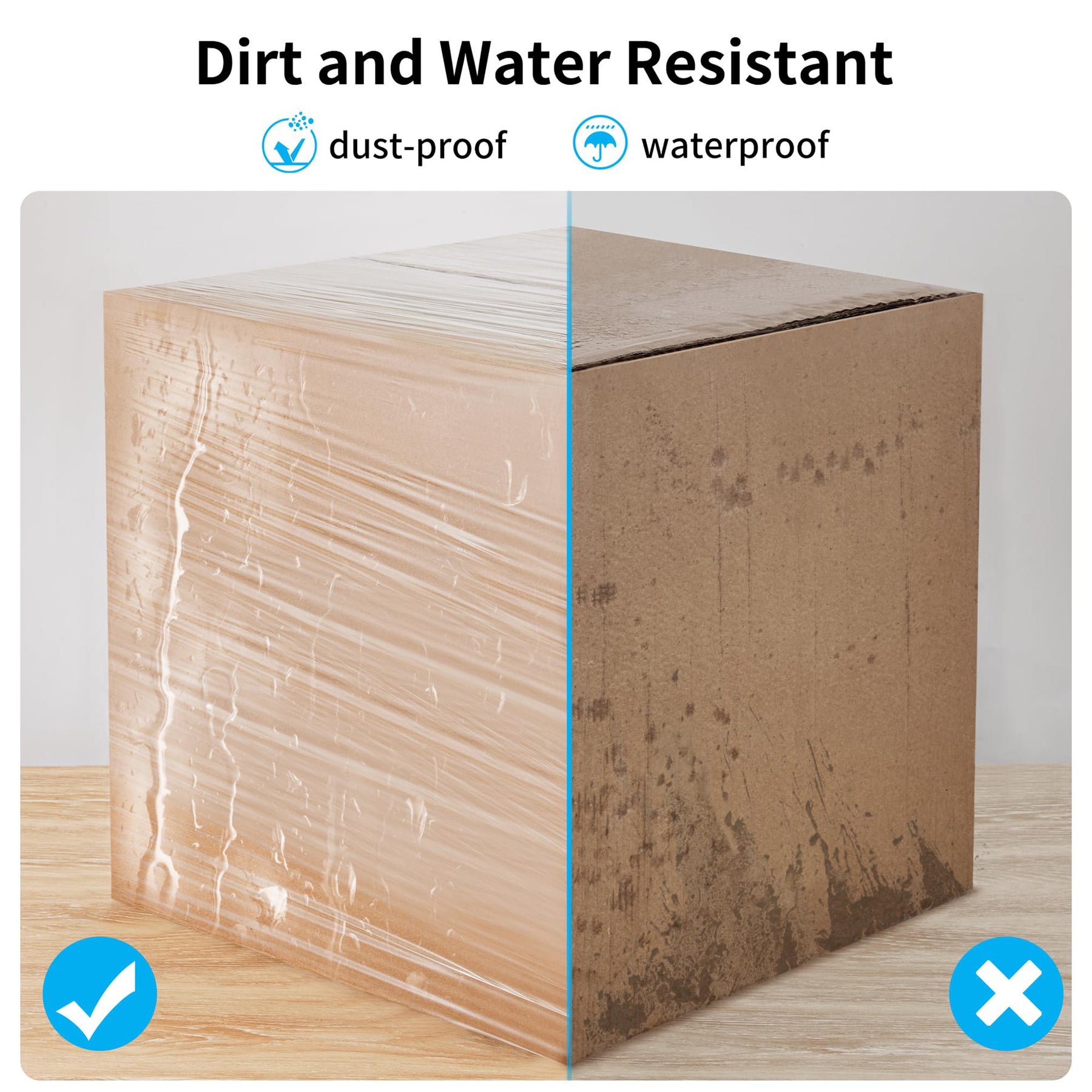 JARLINK 2 Pack Stretch Film, 15" x 1000ft Shrink Wrap for Pallet Wrap, Industrial Strength Stretch up to 650% Stretch with Handles, Self Adhering Packaging Heavy Duty Film for Moving, 68 Gauge, Clear