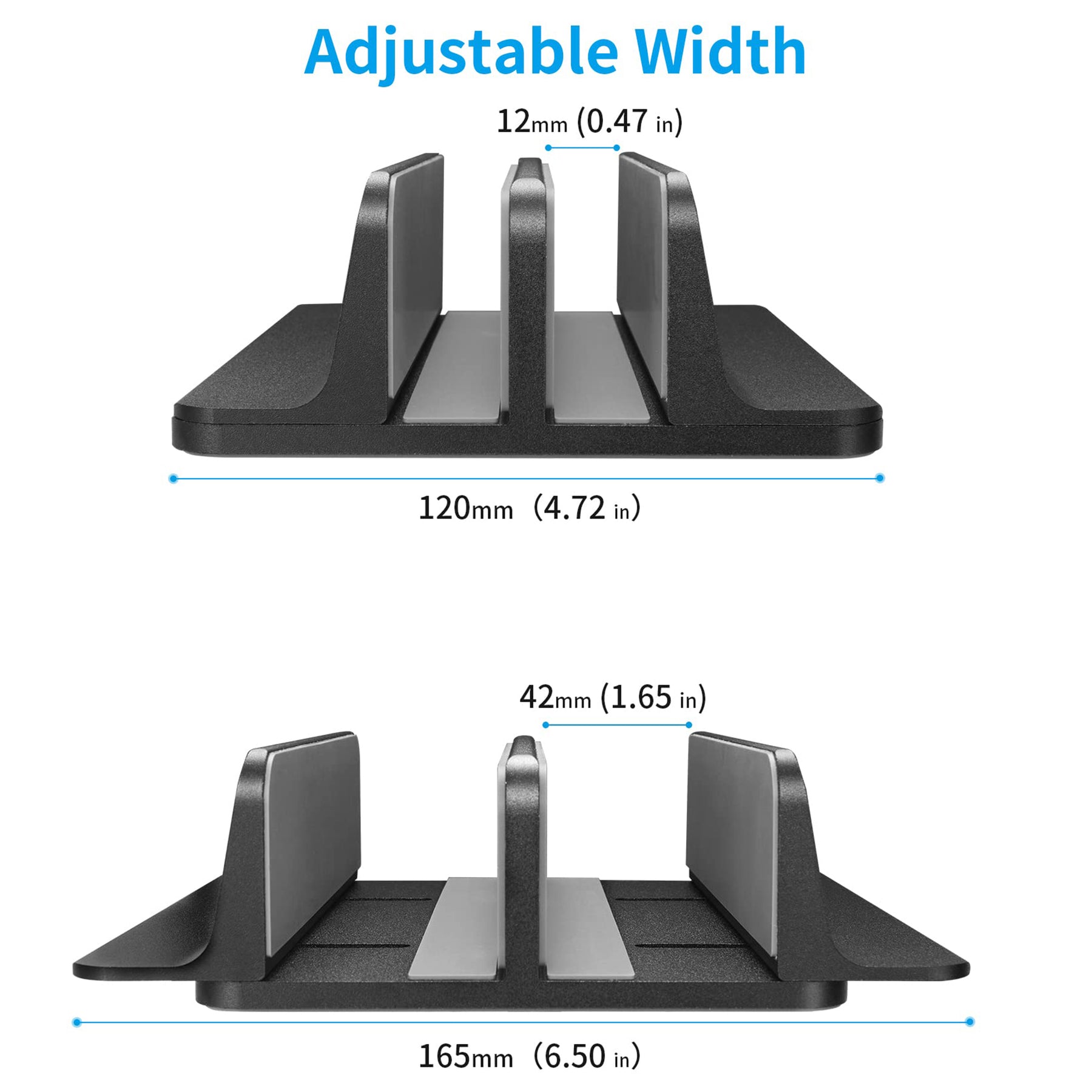 JARLINK Vertical Laptop Stand Holder, Aluminum Double Desktop Stand Holder with Adjustable Dock (Up to 17.3 inch), Fits All MacBook, Surface, Chromebook, and Gaming Laptops