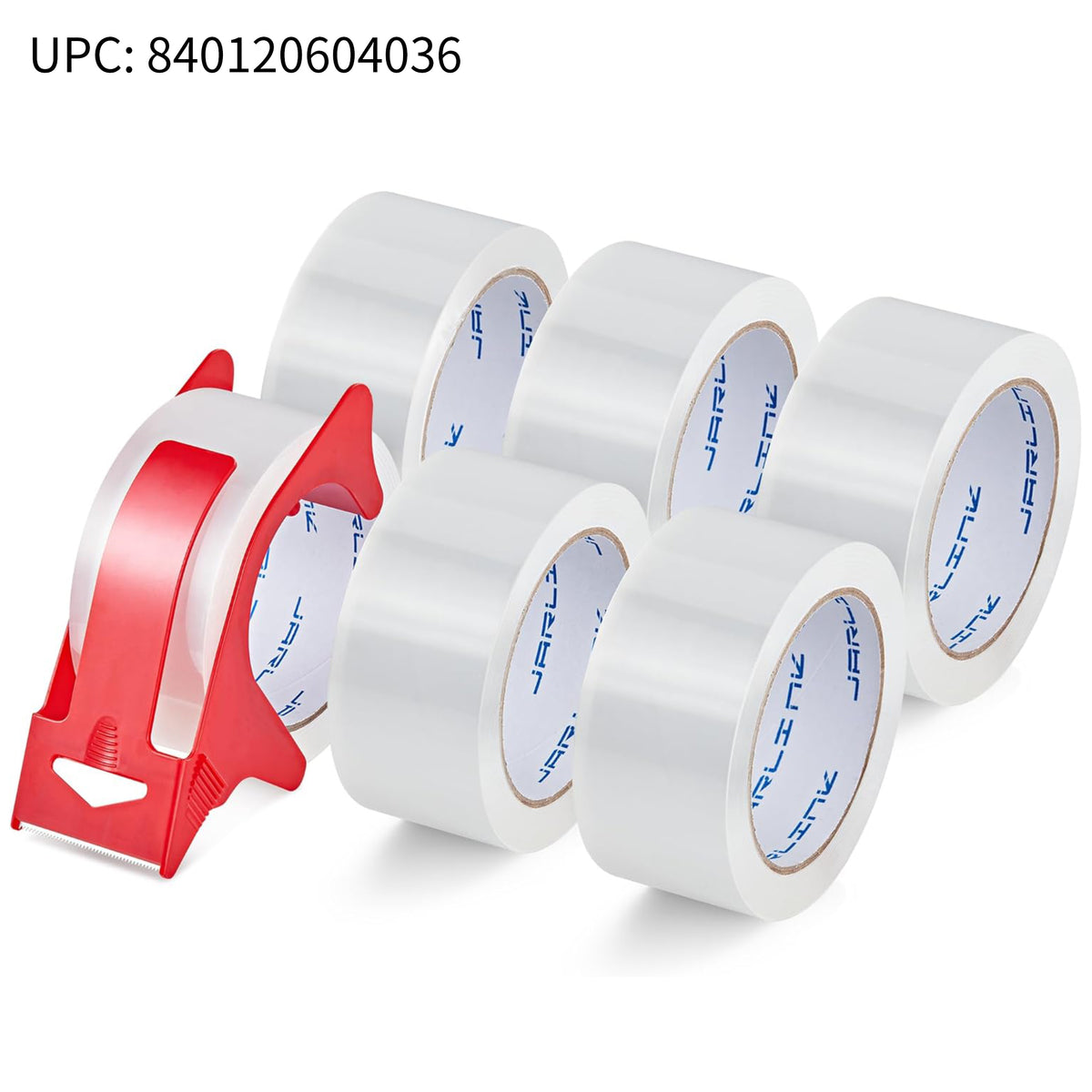 JARLINK 6 Rolls Clear Packing Tape with Dispenser, Heavy Duty Packaging Tape Refills for Shipping Packaging Mailing, 2.7mil Thick, 1.88 inches Wide, 55 Yards Per Roll, 330 Total Yards