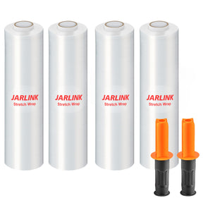 JARLINK Stretch Film, 15 Inch x 1000 Feet Shrink Wrap for Pallet Wrap, Industrial Strength Stretch Wrap with Handles, Moving Wrapping Plastic Roll, 80 Gauge