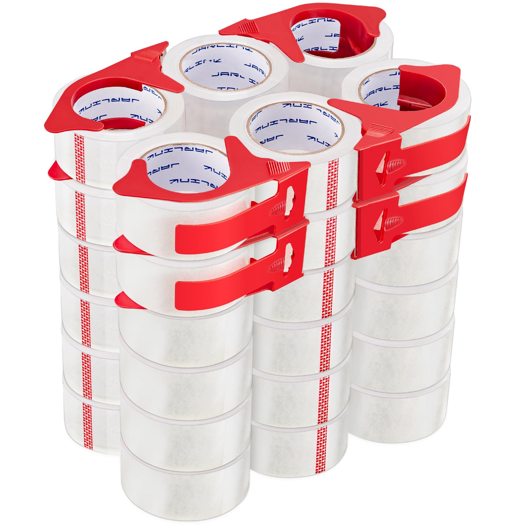 JARLINK 3 Rolls Clear Packing Tape with Dispenser, Heavy Duty Packaging Tape Refills for Shipping Packaging Mailing, 2.7mil Thick, 1.88 inches Wide, 55 Yards Per Roll, 165 Total Yards
