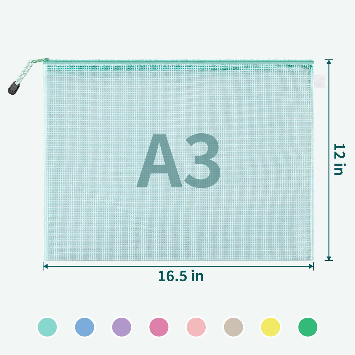 JARLINK 16pcs Mesh Zipper Pouch for Organizing, Waterproof Zipper Storage Bags, 8 Colors Plastic File Pouch, Multipurpose for Travel, School, Board Game, Puzzles, Office, and Home Organize