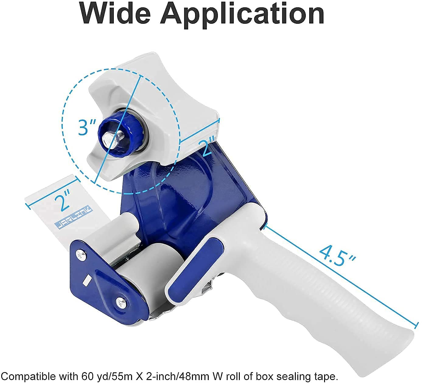 JARLINK Packing Tape Dispenser Gun (2 Pack) with 2 Rolls Tape, 2 inches Lightweight Industrial Side Loading Tape Dispenser for Shipping Packaging Moving Sealing