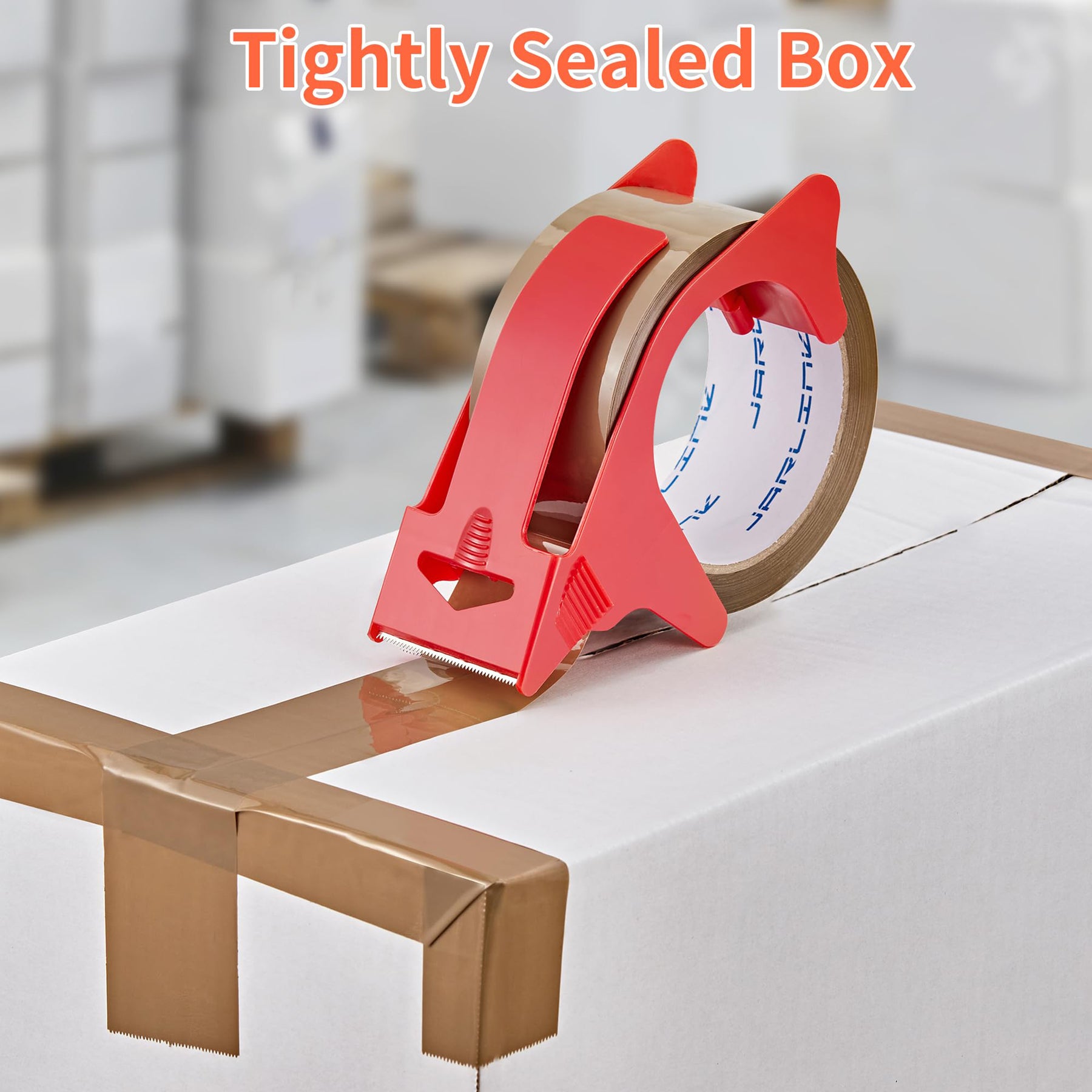 JARLINK 6 Rolls Brown Packing Tape with Dispenser, Heavy Duty Packaging Tape Refills for Shipping Packaging Mailing, 2.6mil Thick, 1.88 inches Wide, 60 Yards Per Roll, 360 Total Yards