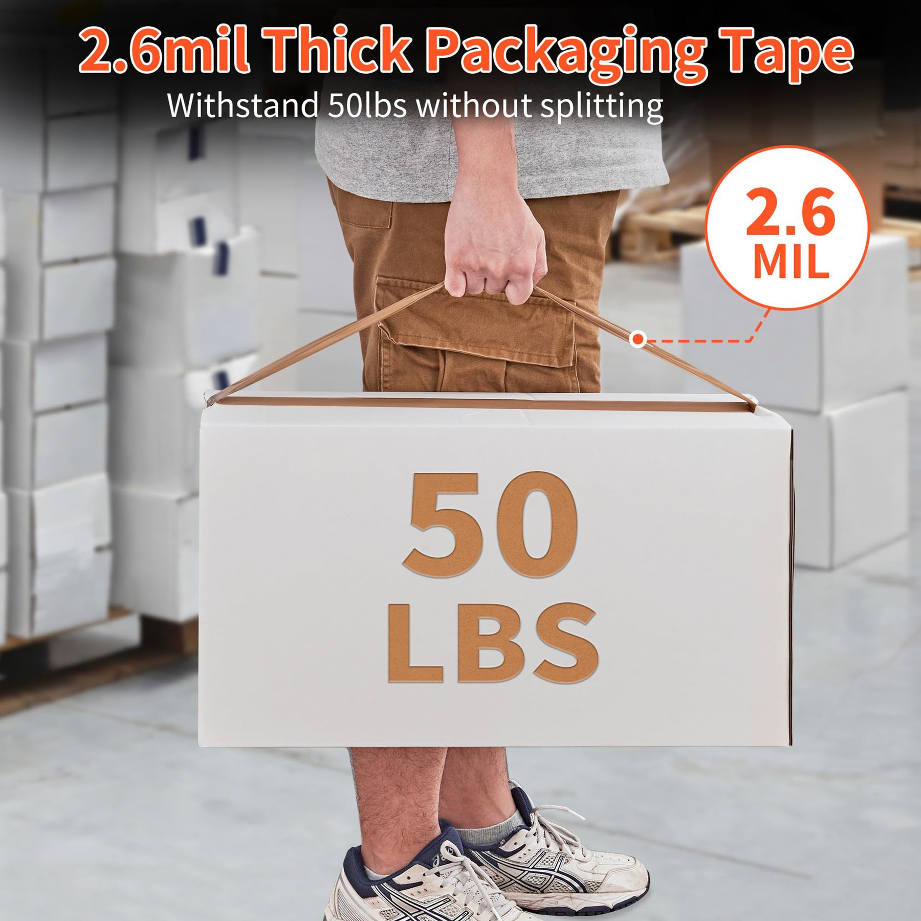 JARLINK 6 Rolls Brown Packing Tape with Dispenser, Heavy Duty Packaging Tape Refills for Shipping Packaging Mailing, 2.6mil Thick, 1.88 inches Wide, 60 Yards Per Roll, 360 Total Yards