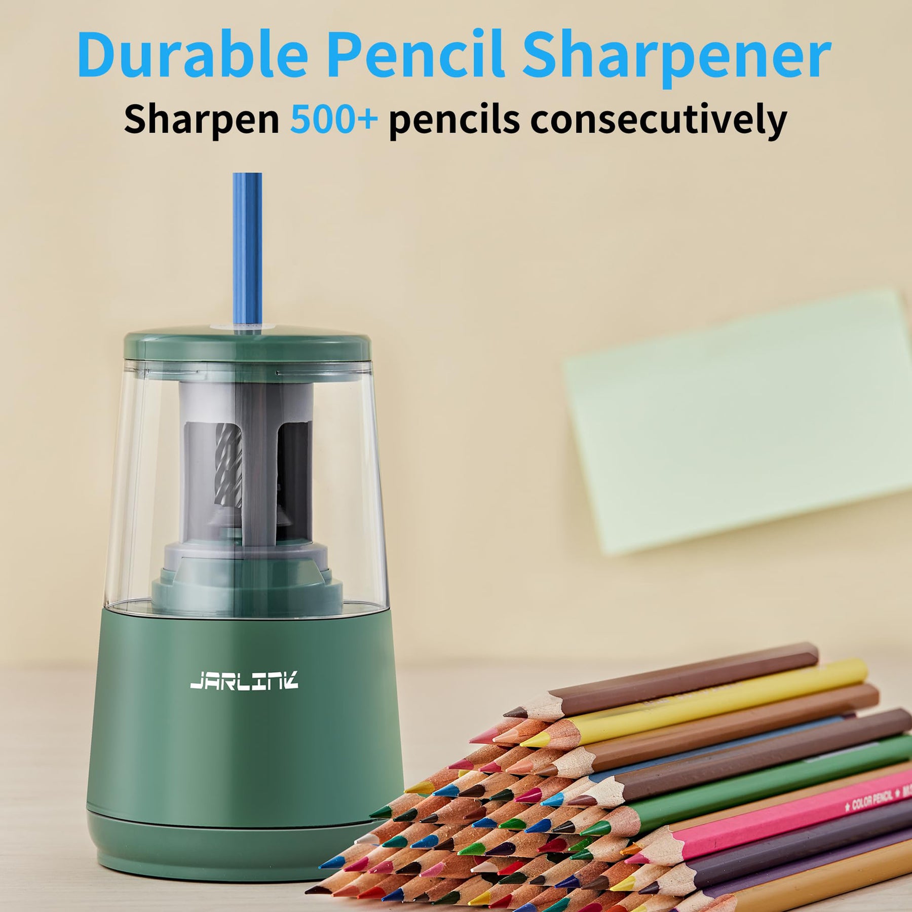 JARLINK Electric Pencil Sharpener, Heavy-duty Helical Blade to Fast Sharpen, Auto Stop for No.2/Colored Pencils(6-8mm), USB/Battery Operated in School Classroom/Office/Home