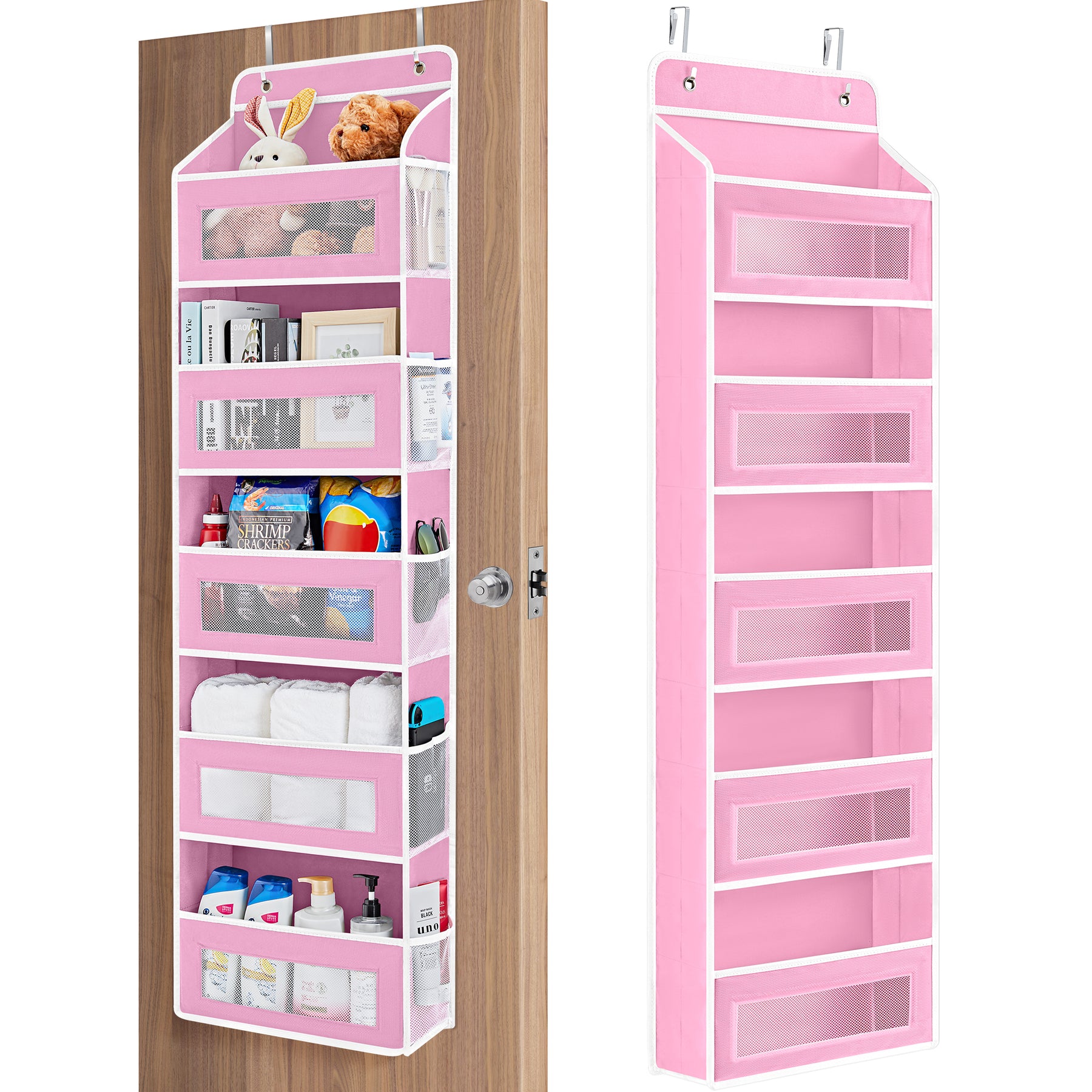 JARLINK Over The Door Organizer Storage, 5 Shelf Hanging Door Organizer with 5 Large Capacity Pockets, Anti Tilt 44 lb Load Behind Door Organizer for Bedroom, Bathroom, Pantry, Nursery