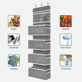 JARLINK 2 Pack 5-Shelf Over Door Hanging Organizer,  Big Pocket Storage