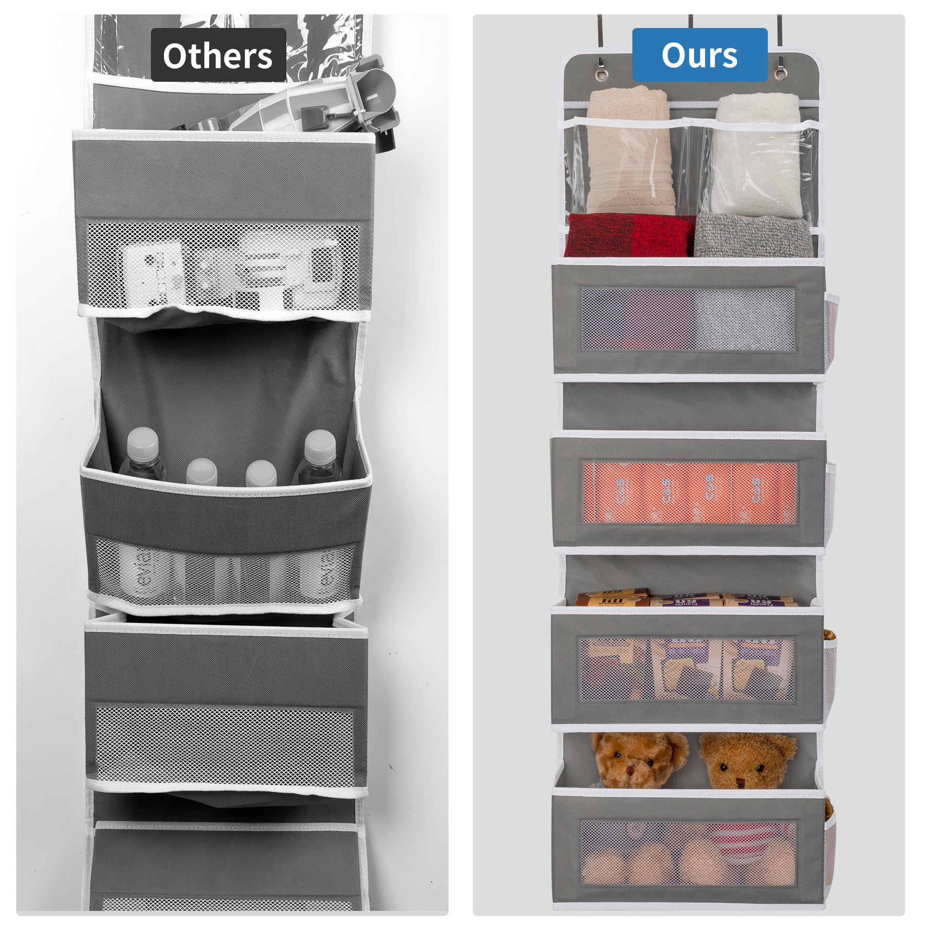 JARLINK 2 Pack 5-Shelf Over Door Hanging Organizer, Big Pocket Storage