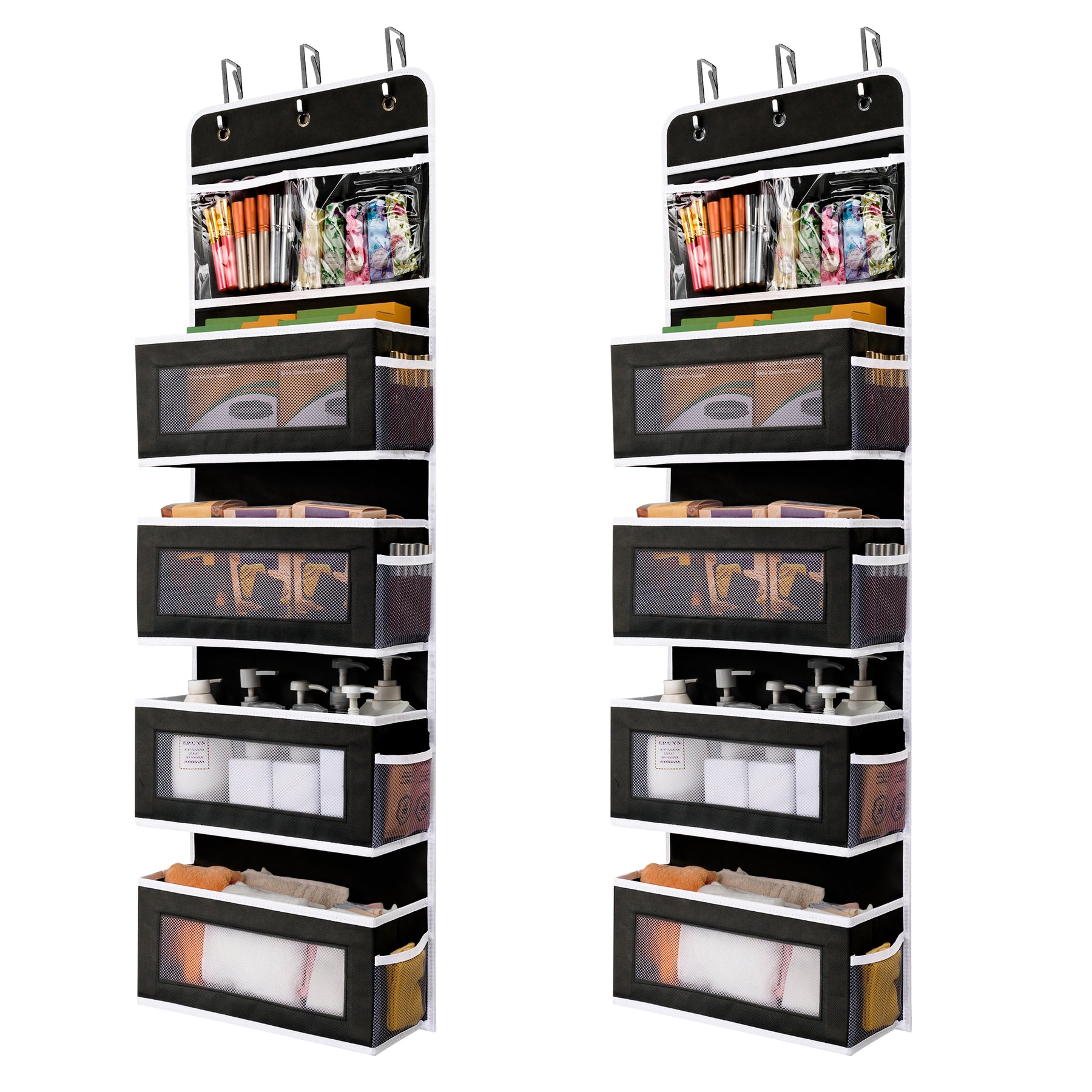 JARLINK 2 Pack 5-Shelf Over Door Hanging Organizer, Big Pocket Storage