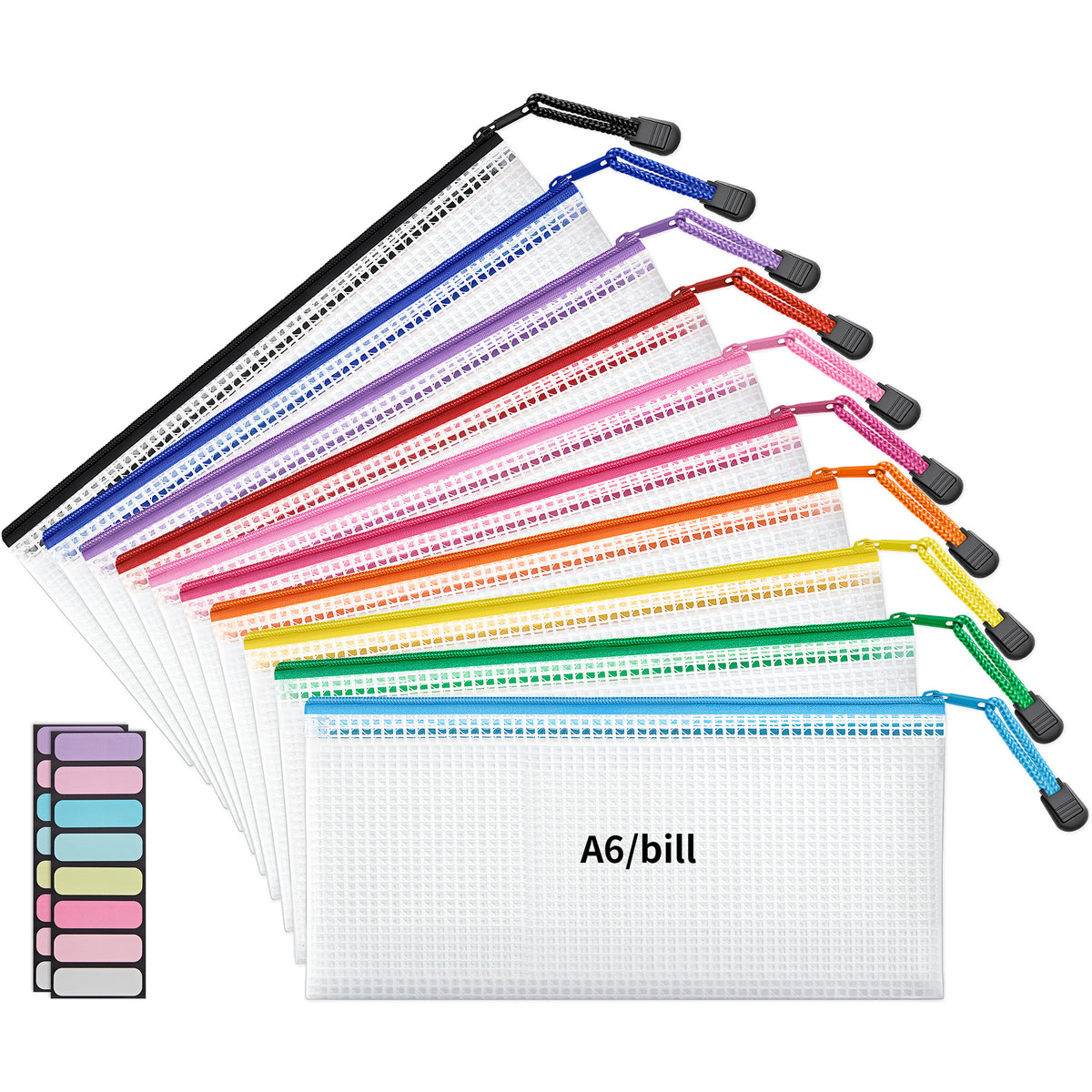 JARLINK A6 Size Mesh Zipper Pouch Bags, Waterproof Pencil Pouches