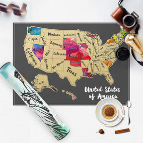 JARLINK Scratch Off USA Map Poster, 12x17 inches United States Map with Unique Accessories Set, Personalized Travel Poster, Gift for Travelers