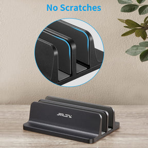 JARLINK Vertical Laptop Stand Holder, Aluminum Double Desktop Stand Holder with Adjustable Dock (Up to 17.3 inch), Fits All MacBook, Surface, Chromebook, and Gaming Laptops