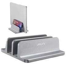 JARLINK Vertical Laptop Stand Holder, Aluminum Double Desktop Stand Holder with Adjustable Dock (Up to 17.3 inch), Fits All MacBook, Surface, Chromebook, and Gaming Laptops