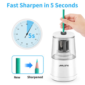 JARLINK Electric Pencil Sharpener, Heavy-duty Helical Blade to Fast Sharpen, Auto Stop for No.2/Colored Pencils(6-8mm), USB/Battery Operated in School Classroom/Office/Home