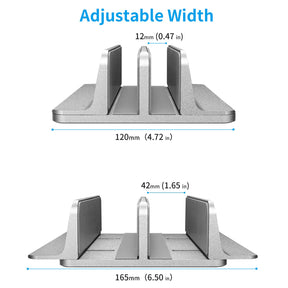 JARLINK Vertical Laptop Stand Holder, Aluminum Double Desktop Stand Holder with Adjustable Dock (Up to 17.3 inch), Fits All MacBook, Surface, Chromebook, and Gaming Laptops