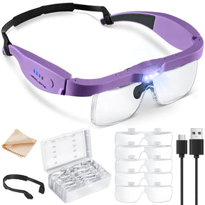 JARLINK Magnifying Glass with Light, 5 Lenses, Rechargeable Headset