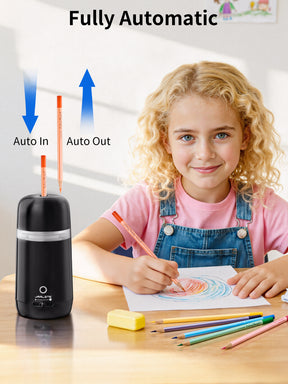 JARLINK Automatic Electric Pencil Sharpener - Hands-Free Operation, 3 Sharpness Modes, 3-Second Sharpening, Rechargeable & Portable for 7-12mm Pencils, Ideal for Classroom and Home Use