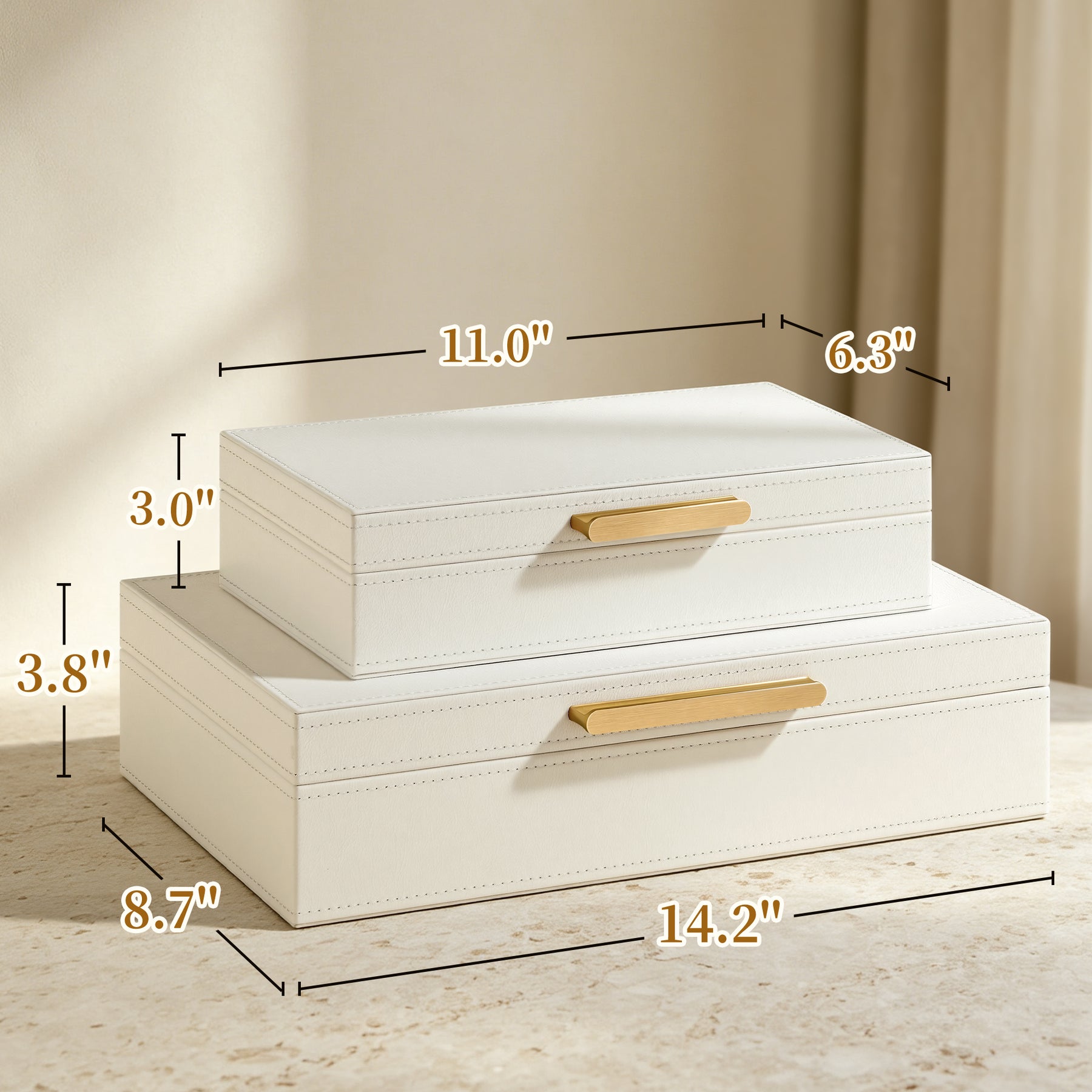 JARLINK Decorative Storage Boxes with Lids, PU Leather Bins