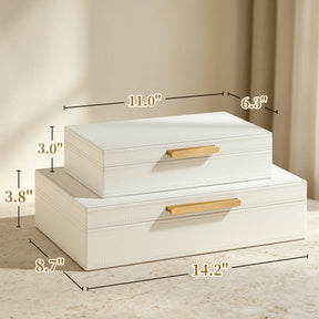 JARLINK Decorative Storage Boxes with Lids, PU Leather Bins