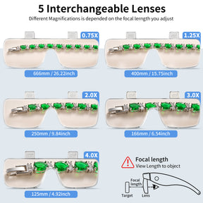 JARLINK Magnifying Glass with Light, 5 Lenses, Rechargeable Headset