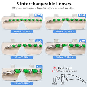 JARLINK Magnifying Glass with Light, 5 Lenses, Rechargeable Headset