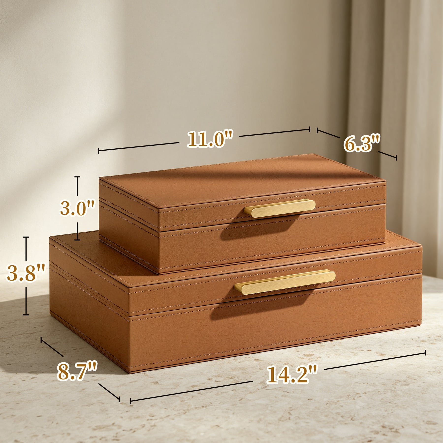 JARLINK Decorative Storage Boxes with Lids, PU Leather Bins