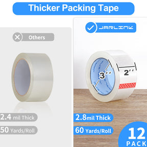 JARLINK Clear Packing Tape (12 Rolls), Heavy Duty Packaging Tape for Shipping Packaging Moving Sealing