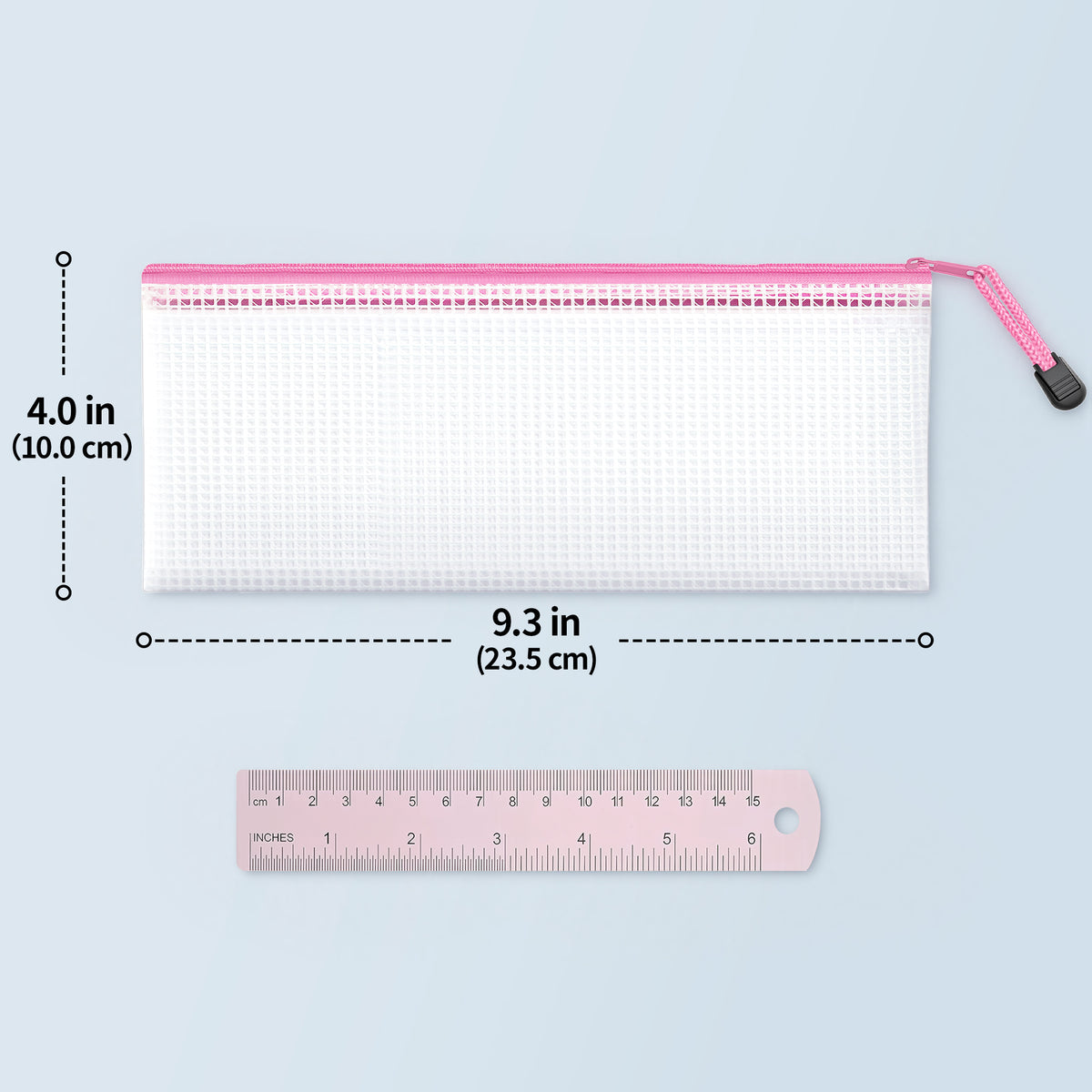JARLINK A6 Size Mesh Zipper Pouch Bags, Waterproof Pencil Pouches
