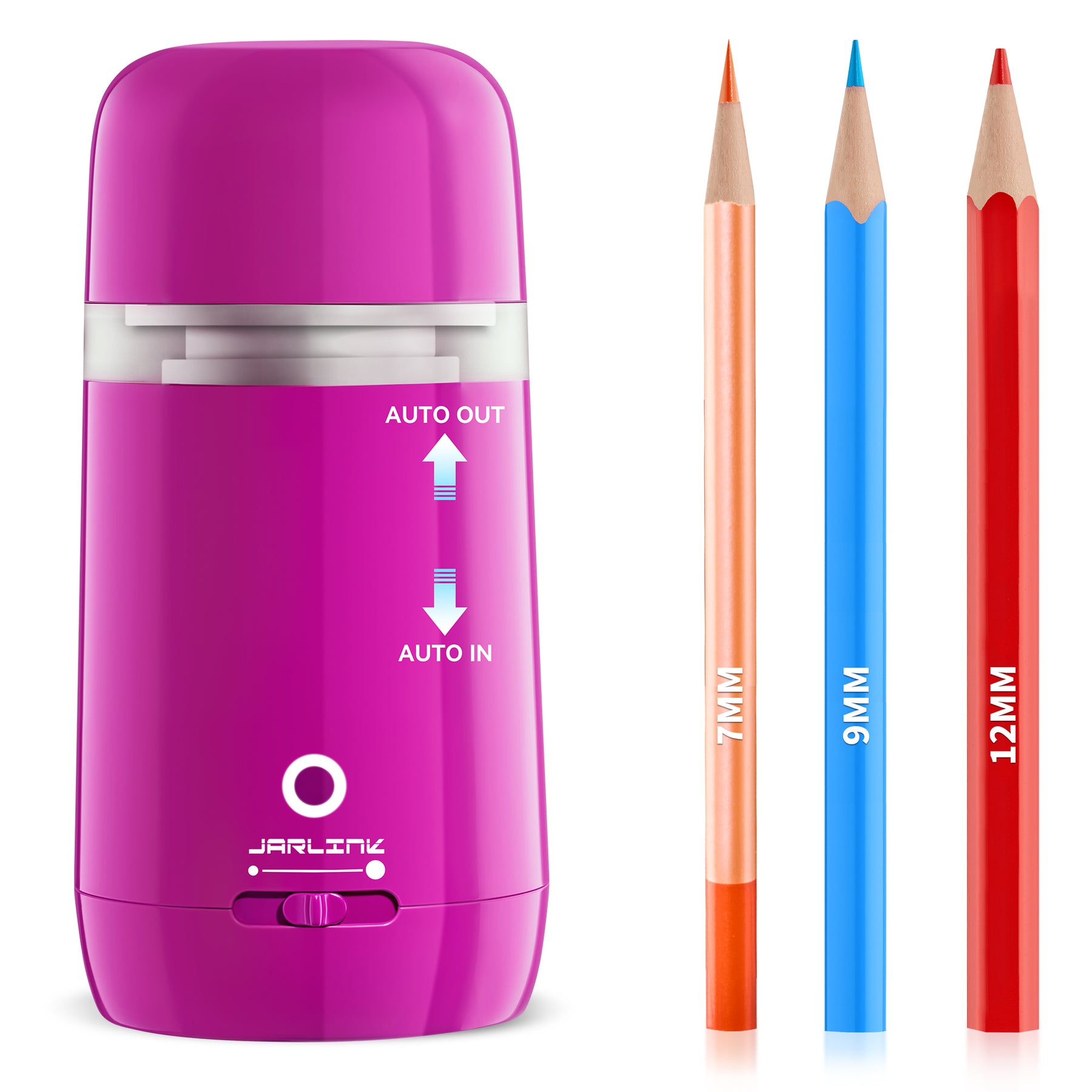 JARLINK Automatic Electric Pencil Sharpener - Hands-Free Operation, 3 Sharpness Modes, 3-Second Sharpening, Rechargeable & Portable for 7-12mm Pencils, Ideal for Classroom and Home Use