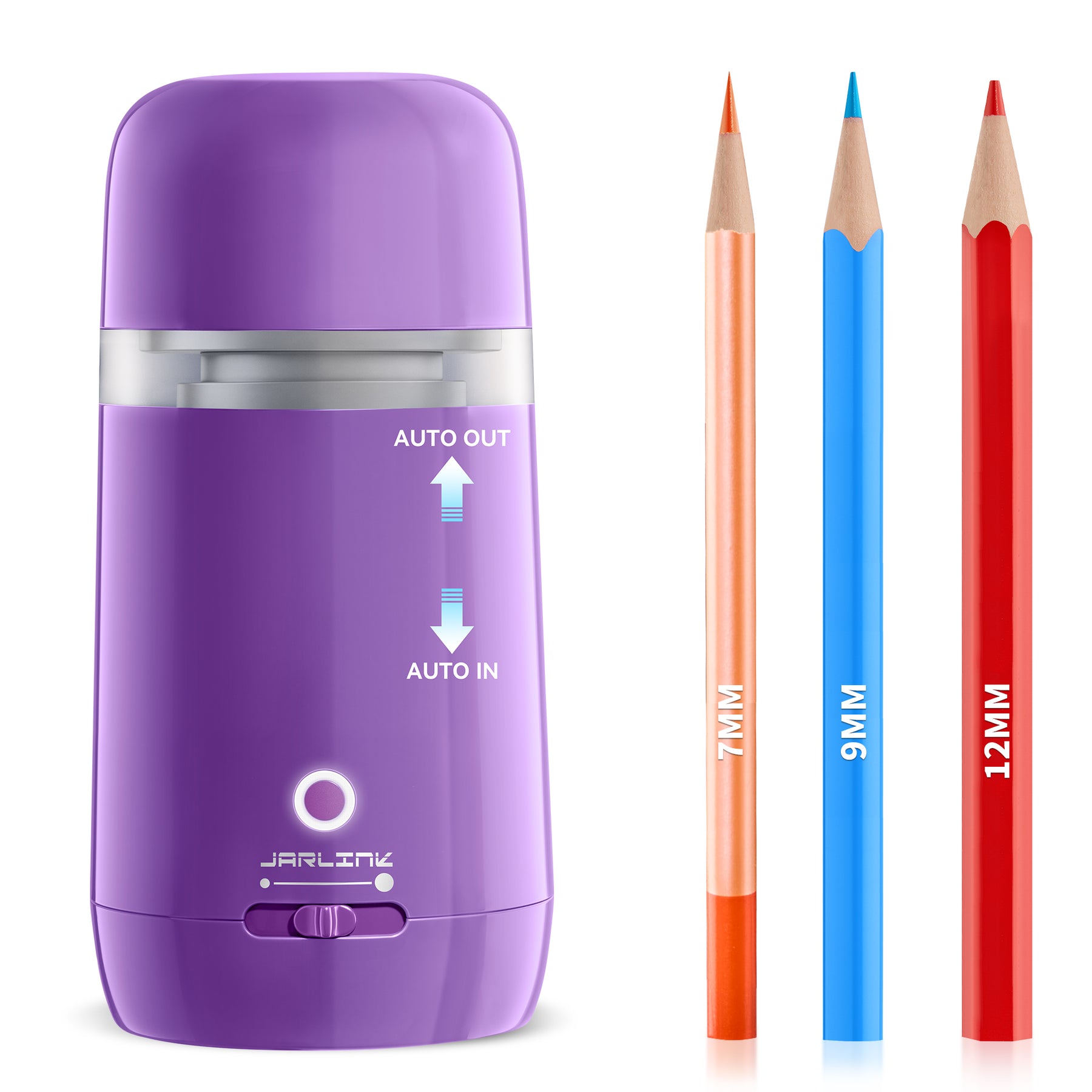 JARLINK Automatic Electric Pencil Sharpener - Hands-Free Operation, 3 Sharpness Modes, 3-Second Sharpening, Rechargeable & Portable for 7-12mm Pencils, Ideal for Classroom and Home Use