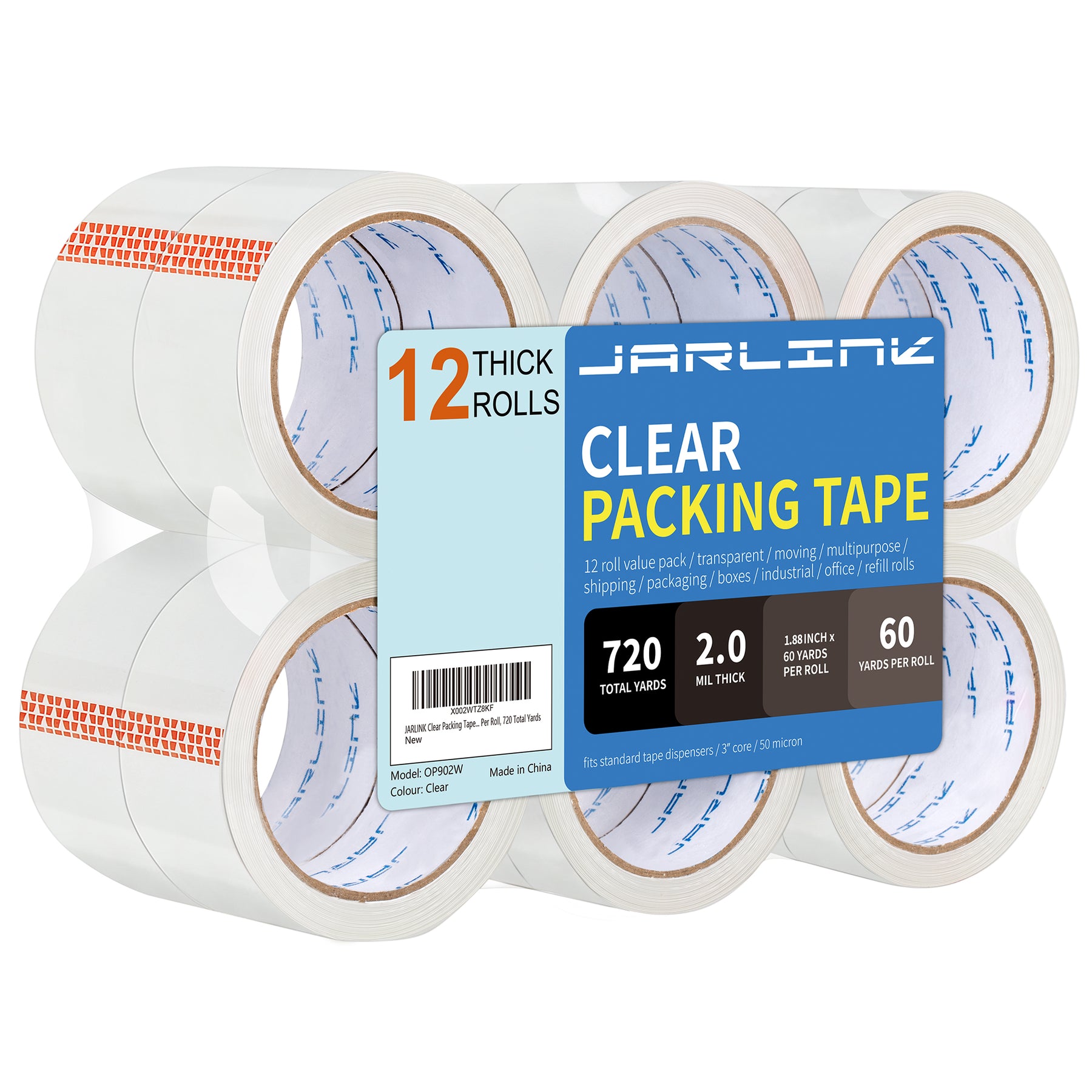 JARLINK Clear Packing Tape, Heavy Duty Packaging Tape