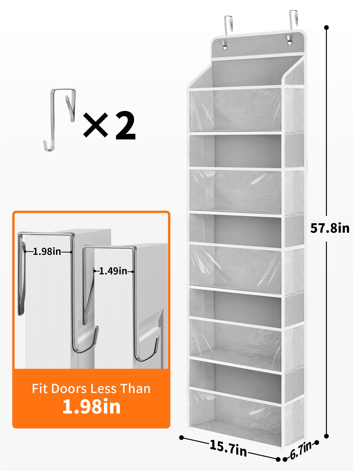 JARLINK Over The Door Toy Storage Organizer w/Clear Window