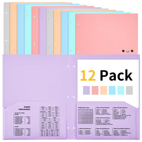 JARLINK 6 Pack Folders with Pockets, Heavy Duty 2 Pocket Folders with 3 Hole Punched, Cute Smile Face A4 Size File Folders for School, Office Folder Bulk, Filing Cabinet, Business Resume, 6 Colors