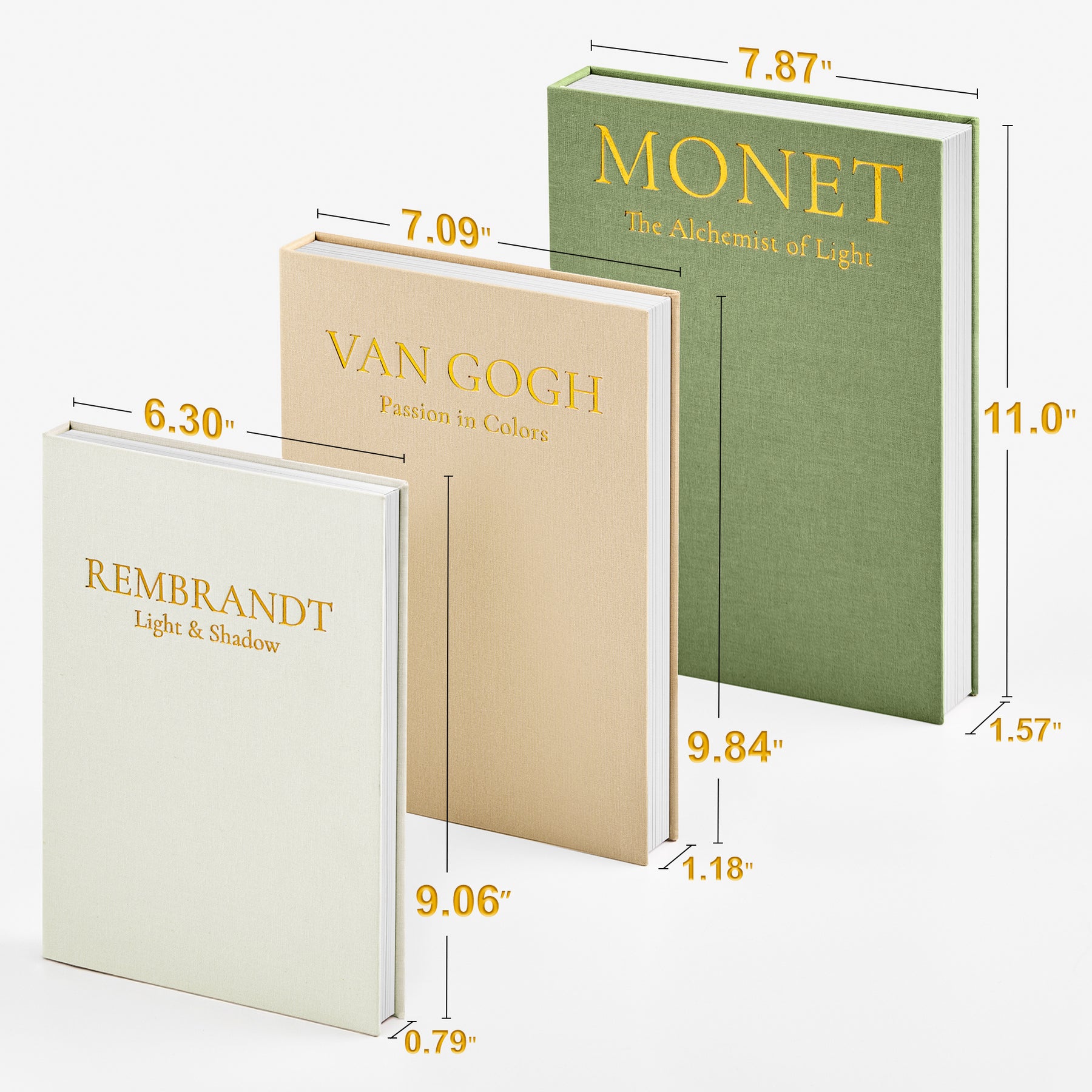 JARLINK Aesthetic Decorative Books, Set of 3 Linen Faux Book Boxes